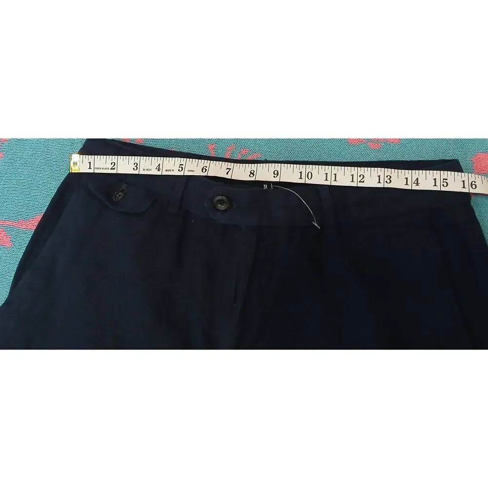 Banana republic mens size 31 linen cotton Bermuda shorts navy blue high rise